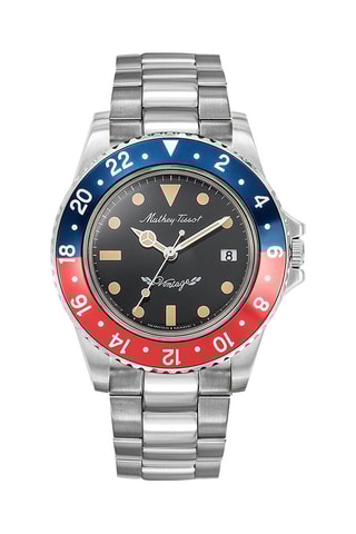 Relógio de quartzo em aço Mathy Vintage - Prateado e vermelho