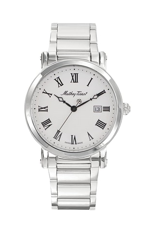 Relógio de quartzo em aço City Big Prateado e branco