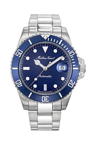 Relógio automático em aço Mathy Vintage - Prateado e azul