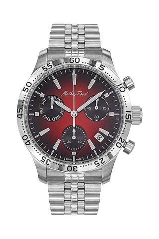 Relógio de quartzo em aço Tipo 22 Cronógrafo - Prateado e vermelho