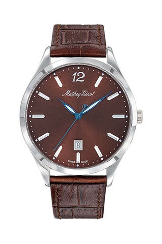 Relógio de quartzo em couro Urban Castanho e prateado