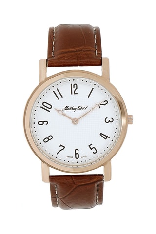 Relógio de quartzo de couro City Castanho e dourado-rosa