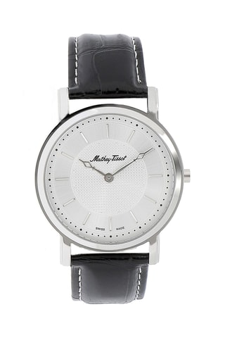 Relógio de quartzo em couro City Preto e prateado