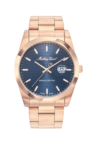 Relógio de quartzo em aço Mathy Chest - 
Dourado-rosa e azul