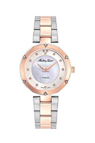 Relógio de quartzo em aço, madrepérola e diamantes Molly