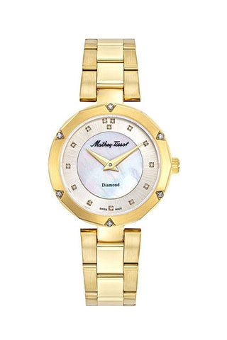 Relógio de quartzo em aço, madrepérola e diamantes Molly