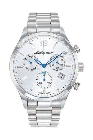 Relógio de quartzo em aço Ronda Z60 - Cronógrafo - Prateado e branco