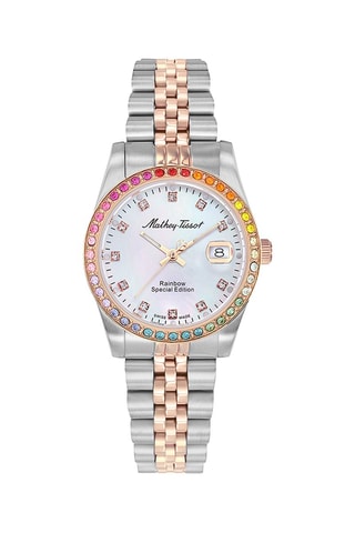 Relógios de quartzo em aço Ronda 585 H3 - 
Prateado e dourado-rosa