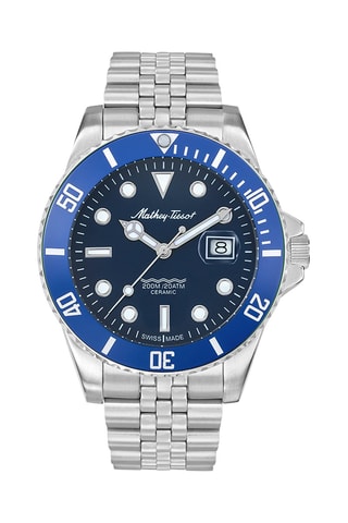 Relógio de quartzo em aço Prateado e azul