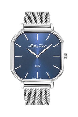 Relógio de quartzo em aço - Prateado e azul