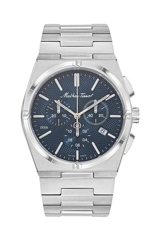 Relógio de quartzo em aço Zeus Chrono - Prateado e azul