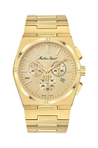 Relógio de quartzo em aço Zeus Chrono - Dourado e champanhe