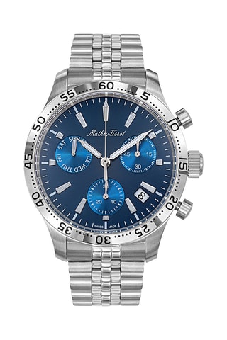 Relógio de quartzo em aço Tipo 22 Cronógrafo - Prateado e azul