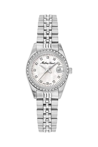 Relógio de quartzo em aço Mathy Prateado e branco