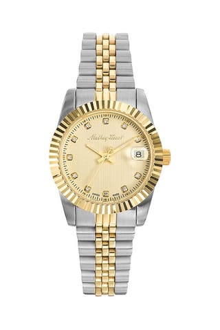 Relógio de quartzo em aço Mathy Prateado e dourado
