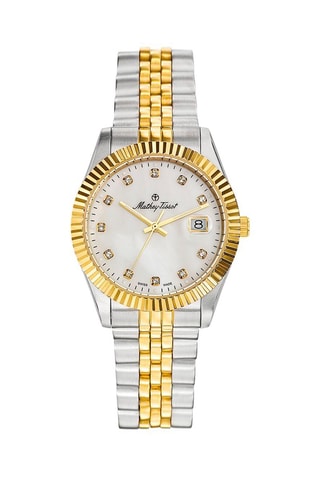 Relógio de quartzo em aço Mathy Prateado e dourado