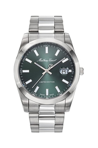 Relógio de quartzo em aço Mathy Prateado e verde