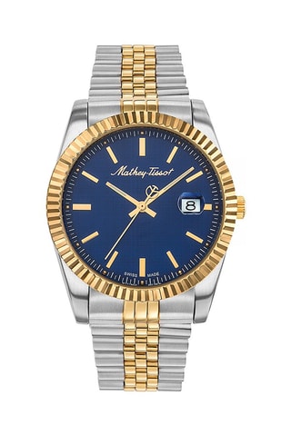 Relógio de quartzo em aço Mathy III Prateado e azul-marinho