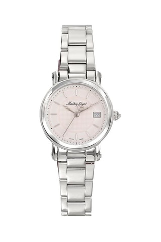 Relógio de quartzo em aço City Metal Prateado e branco