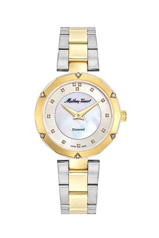 Relógio de quartzo em aço, madrepérola e diamantes Molly