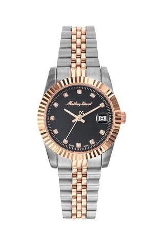 Reloj de cuarzo de acero Mathy III - Plateado y rosa dorado