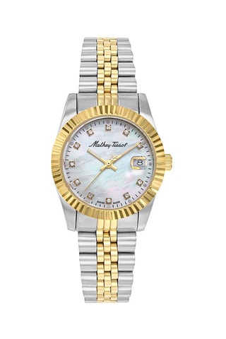 Montre à quartz en acier et nacre Mathy III MOP