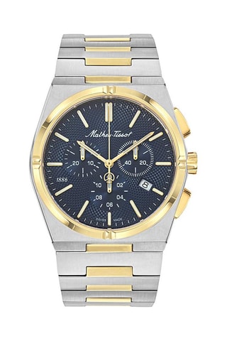 Relógio de quartzo em aço Zeus Chrono - Prateado, dourado e azul