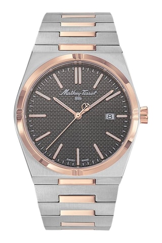 Relógio de quartzo em aço Zoltan - Prateado e dourado-rosa