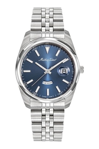 Relógio de quartzo em aço Mathy - Prateado e azul