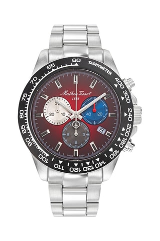 Relógio de quartzo em aço - Tacómetro - Prateado e preto