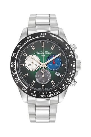 Relógio de quartzo em aço - Tacómetro - Prateado e preto