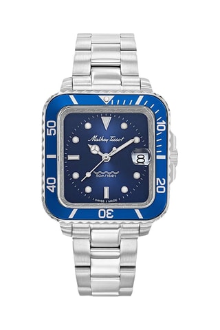 Relógio de quartzo em aço - Prateado e azul-marinho