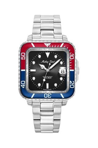 Relógio de quartzo em aço - Prateado e azul-marinho