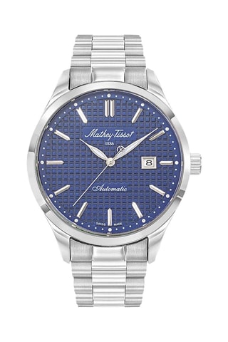 Montre automatique en acier - Argenté et bleu foncé