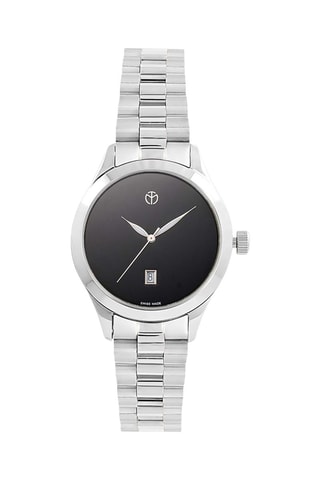 Reloj de cuarzo de acero - Plateado y negro