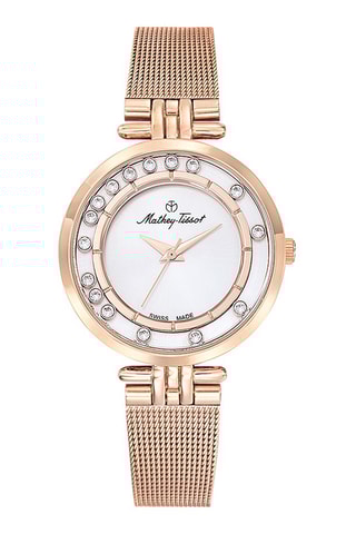 Reloj de cuarzo de aleación de metal - Rosa dorado y blanco