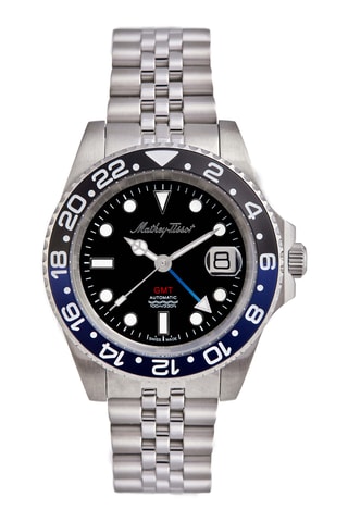 Relógio automático de aço - Prateado e preto