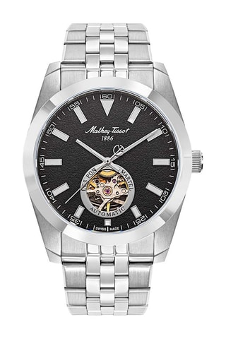 Relógio automático de aço - Prateado e preto