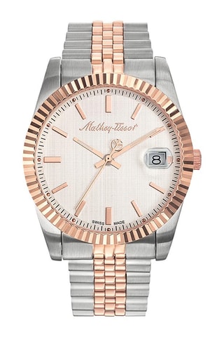 Relógio de quartzo em aço - Prateado e dourado-rosa