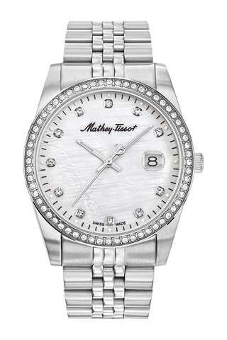 Relógio de quartzo em aço - Prateado e branco