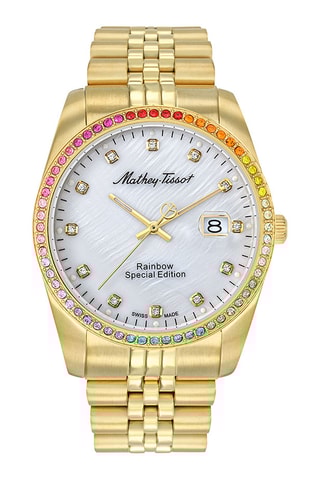 Relógio de quartzo em aço - Dourado e branco