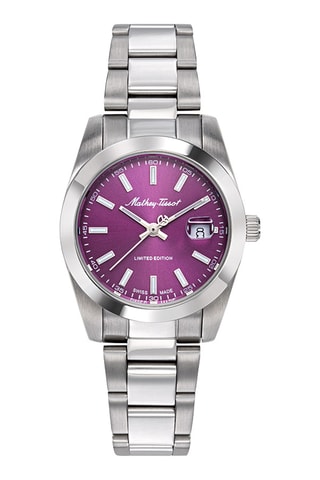 Relógio de quartzo em aço - Prateado e violeta