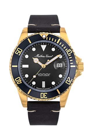 Relógio de quartzo em couro - Preto e azul-noite