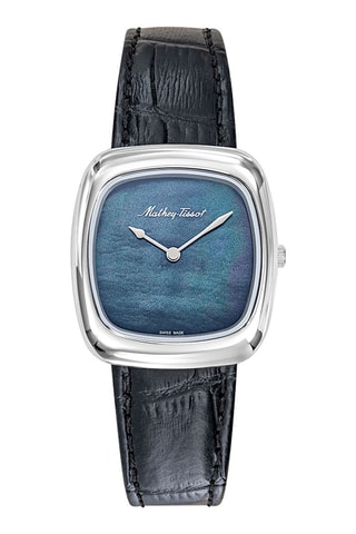 Relógio de quartzo em couro - Preto e prateado