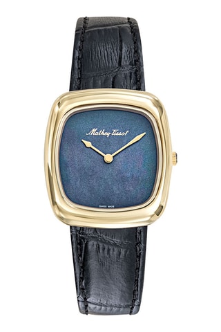 Relógio de quartzo em couro - Preto e dourado