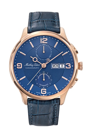 Relógio automático em couro e folheado a ouro rosa - Cronógrafo