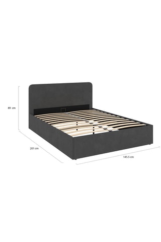 Cama com arrumação e sommier Louise - Cinzento