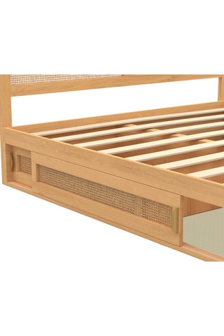Cama com sommier, cabeceira de cama e arrumação em palha Eve - Área de deitar 140 x 190 cm