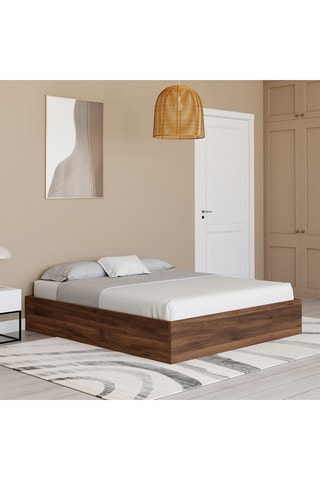 Cama com arrumação e sommier em nogueira Malta - Área de deitar 140 x 190 cm