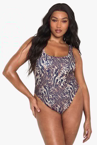 Costume intero - Blu scuro e beige